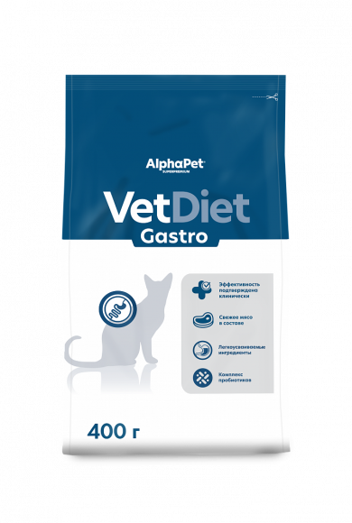Ветеринарный корм AlphaPet Vet Diet Gastro для кошек при расстройствах пищеварения 400 г Ветеринарный корм AlphaPet Vet Diet Gastro для кошек при расстройствах пищеварения 400 г