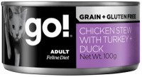 Консервы GO! Natural Holistic Grain Free Chicken Pate with Turkey + Duck CF беззерновые для кошек с тушеной курицей, индейкой и мясом утки 100гр