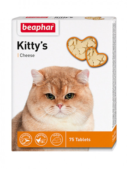 Витаминная добавка Beaphar Kitty's сыр/сердечки 75 таблеток