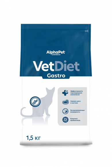 Ветеринарный корм AlphaPet Vet Diet Gastro для кошек при расстройствах пищеварения 1,5 кг Ветеринарный корм AlphaPet Vet Diet Gastro для кошек при расстройствах пищеварения 1,5 кг
