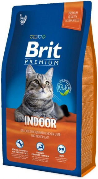 Корм Brit Premium Cat Indor для домашних кошек курица с куриной печенью 800гр