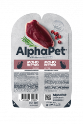 Влажный корм ALPHAPET Монопротеин консервы для кошек (УТКА В СОУСЕ), 80 г