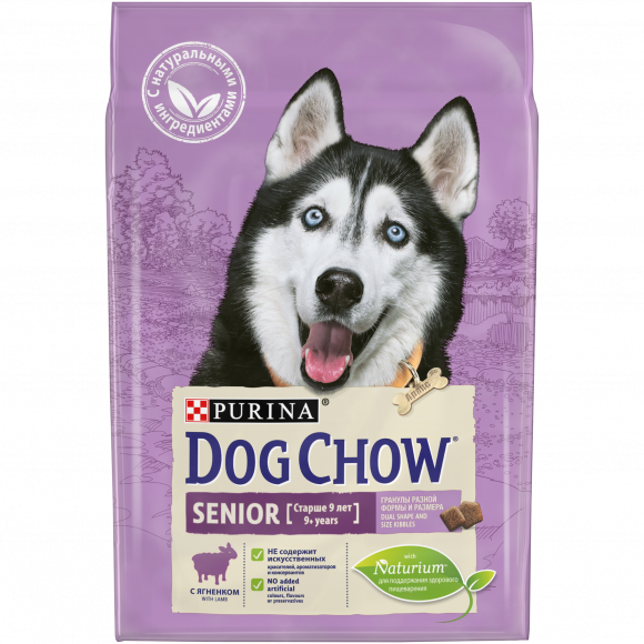 Корм Purina Dog Chow Senior для собак старше 9 лет, ягнёнок, 2,5 кг