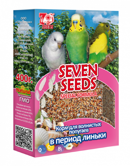 Корм для волнистых попугаев Special Seven Seeds в период линьки 400гр