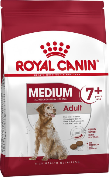 Корм Royal Canin для пожилых собак средних размеров: 11-25 кг 7-10 лет Medium Adult 7+ 4кг
