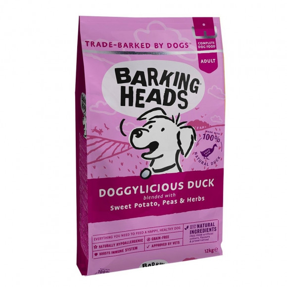 Корм Barking Heads беззерновой для собак с уткой и бататом "Восхитительная утка" 12кг