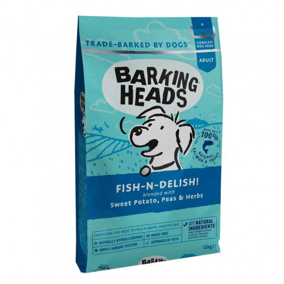 Корм Barking Heads беззерновой для собак с лососем, форелью и бататом "Рыбка-вкусняшка" 12кг