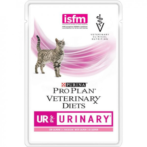 Ветеринарный влажный корм Purina Pro Plan Veterinary diets UR, корм для кошек при болезнях нижних отделов мочевыводящих путей c лососем 85гр.