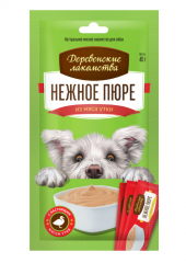 Деревенские Лакомства для собак пюре нежное из мяса утки ( (4х10г)