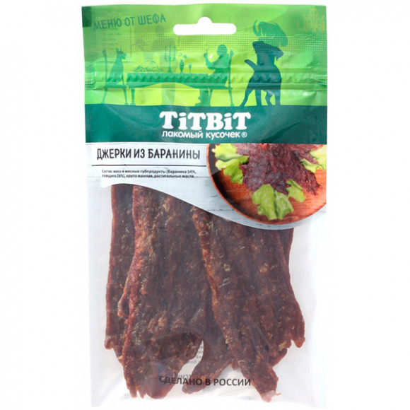 Лакомство TITBIT лакомство джерки мясные из баранины, 70 г