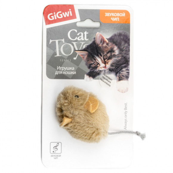Игрушка GIGWI Мышка со звуковым чипом/искусственный мех