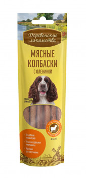 Деревенские Лакомства: мясные колбаски с олениной для собак, 45 г Деревенские Лакомства: мясные колбаски с олениной для собак, 45 г