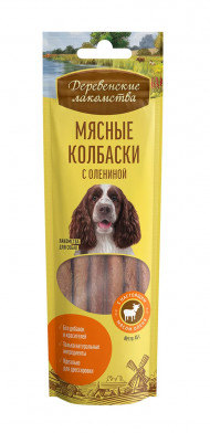 Деревенские Лакомства: мясные колбаски с олениной для собак, 45 г