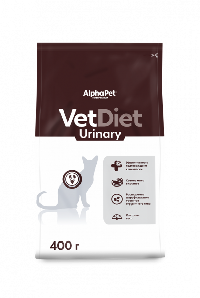Ветеринарный корм AlphaPet Vet Diet Urinary для кошек при заболеваниях нижних отделов мочевыводящих путей 400 г Ветеринарный корм AlphaPet Vet Diet Urinary для кошек при заболеваниях нижних отделов мочевыводящих путей 400 г