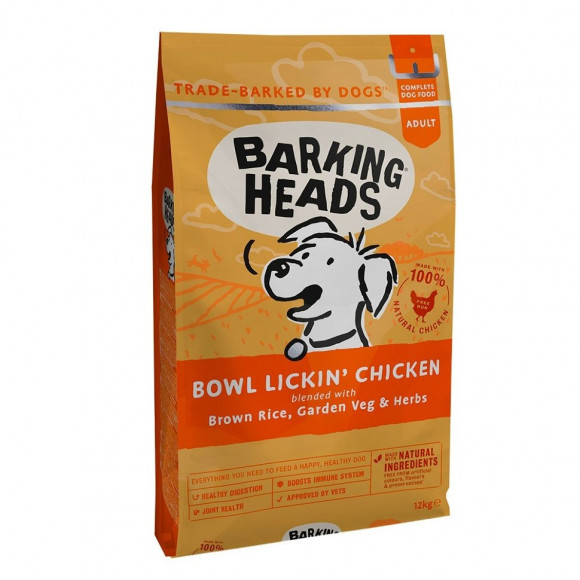 Корм Barking Heads для собак с чувствительным пищеварением с курицей и рисом "До последнего кусочка" 2кг