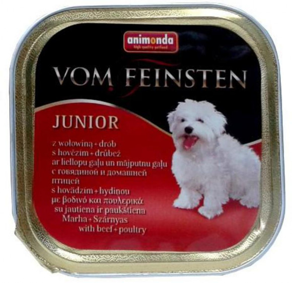 Консервы Animonda Vom Feinsten Junior для щенков и юниоров с говядиной и мясом домашней птицы 150гр