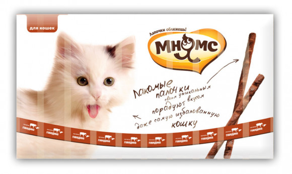 Лакомые палочки для кошек с говядиной и печенью Мнямс 1шт*5г