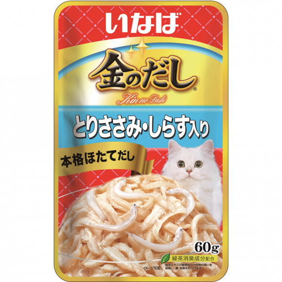 Влажный корм INABA Kinnodashi для кошек Куриное филе/Мальки ширасу в желе 60гр