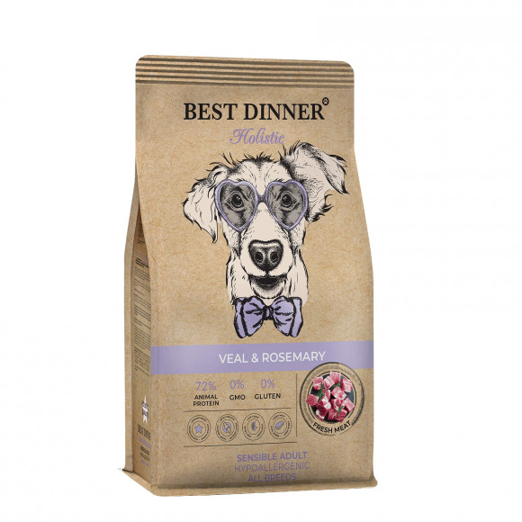 Корм Best Dinner Holistic для собак всех пород гипоаллергенный Телятина и розмарин 3 кг