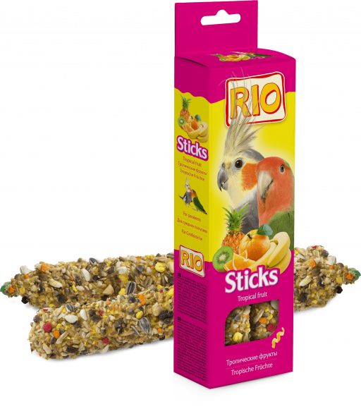 RIO Палочки для средних попугаев с тропическими фруктами, коробка 2х75г