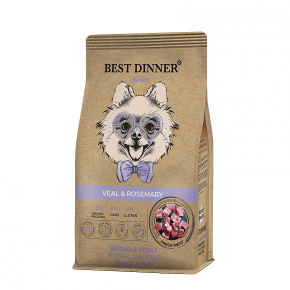 Корм Best Dinner Holistic для собак мелких пород гипоаллергенный Телятина и розмарин 1,5 кг Корм Best Dinner Holistic для собак мелких пород гипоаллергенный Телятина и розмарин 1,5 кг