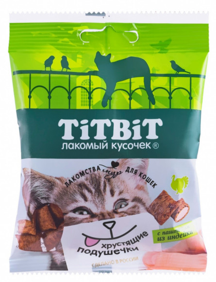 Лакомство ТитБит Хрустящие подушечки для кошек с паштетом из индейки 30г