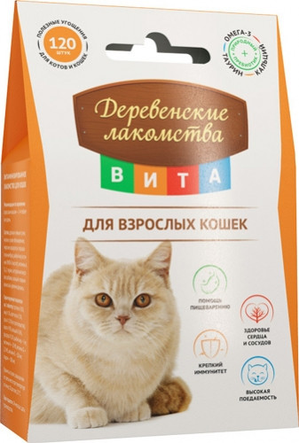 Деревенские лакомства ВИТА для взрослых кошек, 60г/120шт.