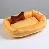 Лежанка мягкая + игрушка косточка, 45 х 35 х 11 см, персиковая Лежанка мягкая + игрушка косточка, 45 х 35 х 11 см, персиковая