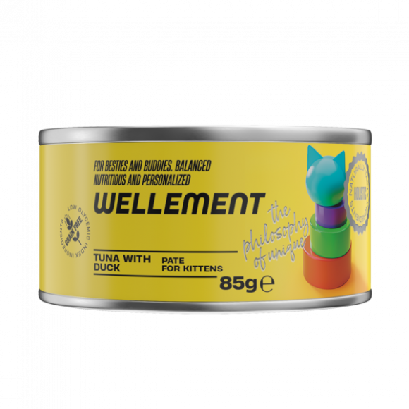 Влажный корм Wellement паштет для котят Тунец с уткой, 85 г Влажный корм Wellement паштет для котят Тунец с уткой, 85 г