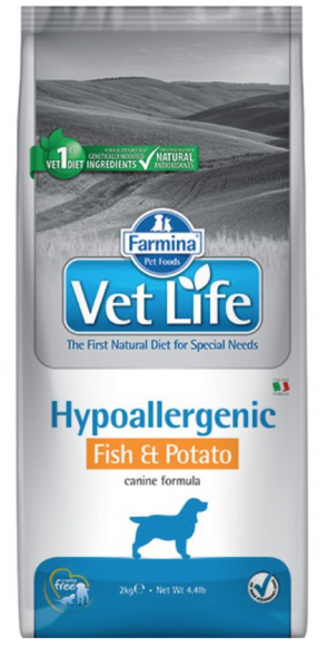 Ветеринарный корм Farmina Vet Life Dog Hypoallergenic Fish & Potato гипоаллергенный для собак при пищевой аллергия и/или непереносимости 12кг