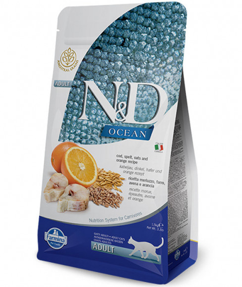 Корм Farmina N&D Low Grain Cat Codfish & Orange низкозерновой для кошек Треска с апельсином 1,5кг Корм Farmina N&D Low Grain Cat Codfish & Orange низкозерновой для кошек Треска с апельсином 1,5кг