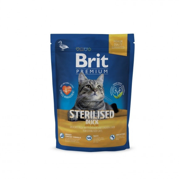 Корм Brit Premium Cat Sterilised для стерилизованных кошек с уткой, курицей и куриной печенью 1.5кг