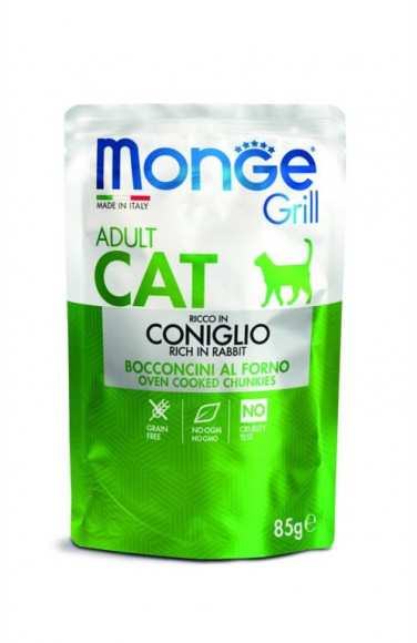 Влажный корм Monge Cat Grill Pouch пауч для кошек с итальянским кроликом 85гр