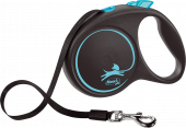 Поводок-рулетка Flexi Black Design L 5м, до 50кг ремень (синий)
