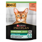 Корм PRO PLAN Sterilised RENAL PLUS Сухой корм для взрослых кошек с лососем 800 г