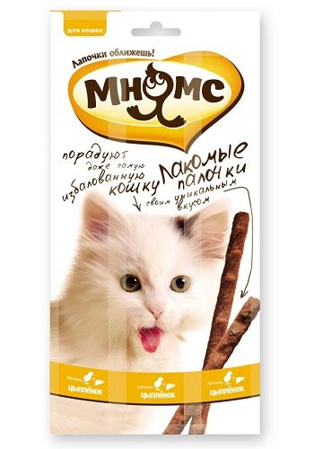 Лакомые палочки для кошек с цыпленком и печенью Мнямс 5гр 1шт
