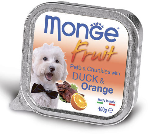 Консервы Monge Dog Fruit для собак утка с апельсином 100гр