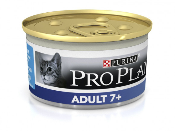 Влажный корм Purina Pro Plan для взрослых кошек страше 7 лет, тунец, банка, 85 г