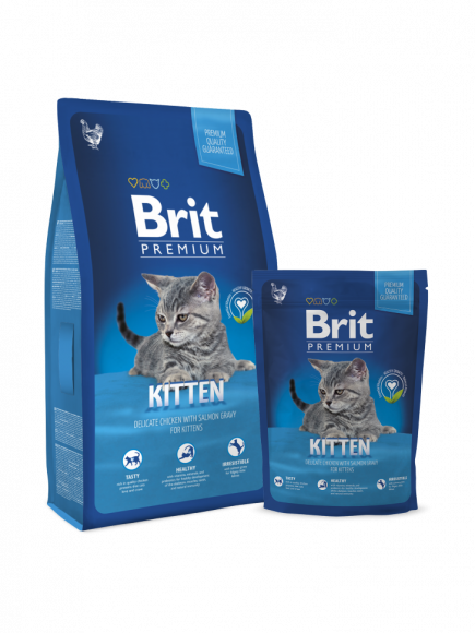 Корм Brit Premium Cat для котят курица в соусе из лосося 800гр