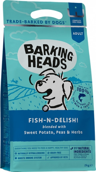 Корм Barking Heads беззерновой для собак с лососем, форелью и бататом "Рыбка-вкусняшка" 2кг