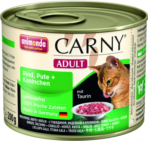 Консервы Animonda Carny Adult для кошек с говядиной, индейкой и кроликом 200гр
