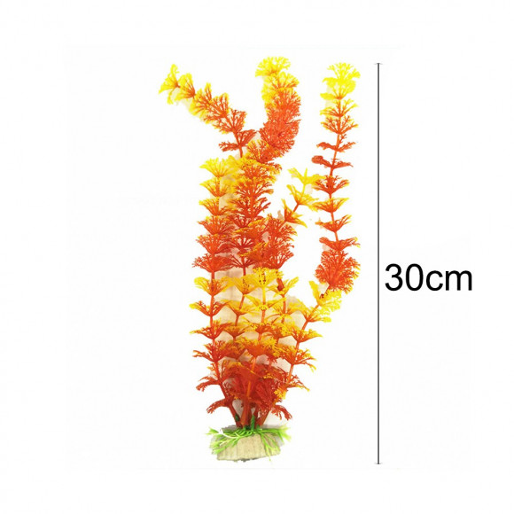 Растение пластиковое для аквариума 30см, красно-желтое