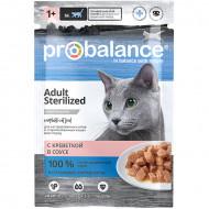 Влажный корм ProBalance для стерилизованных кошек и кастрированных котов Sterilized с креветкой в соусе 85 г