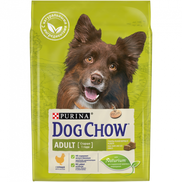 Корм Purina Dog Chow для взрослых собак, с цыпленком, 2,5 кг