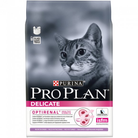 Корм Purina Pro Plan Delicate для кошек с чувствительным пищеварением, индейка, 3 кг