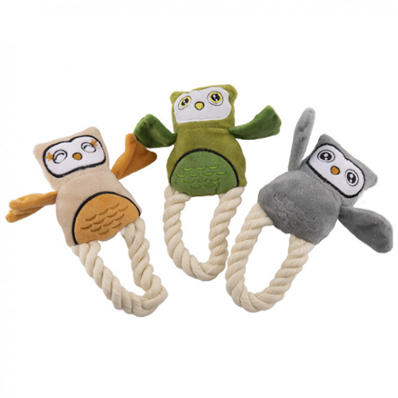 Игрушка для собак Сова с пищалкой 19х8х4см, микс, WOGY, ЧД