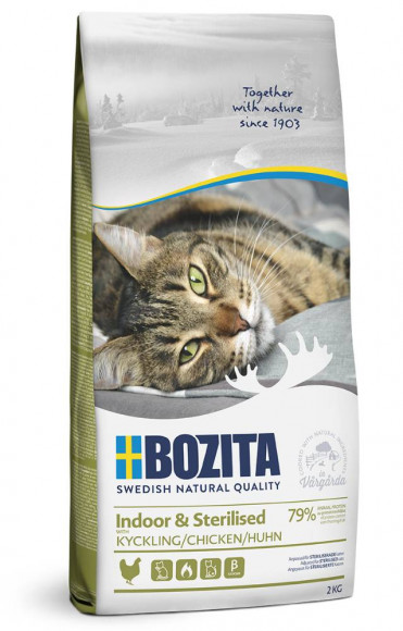 Корм Bozita super premium Funktion Indoor&Sterilised 32/14 для домашних и стерилизованных кошек с курицей и рисом 2кг
