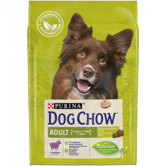 Корм Purina Dog Chow для взрослых собак, ягненок, 2,5 кг