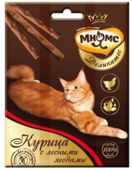 Мнямс Деликатес лакомые палочки 9 см для кошек с курицей и лесными ягодами 3*4гр