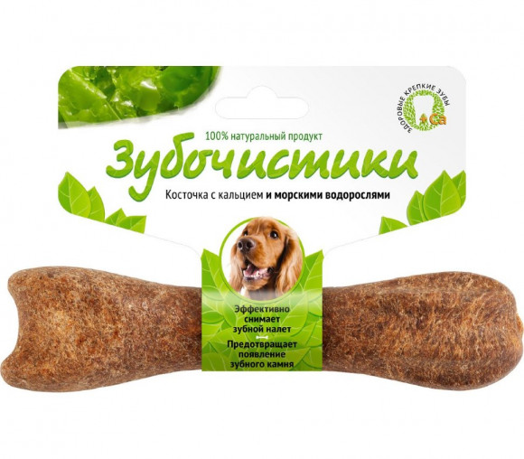 Косточка для собак 10-25кг с кальцием со вкусом морских водорослей Зубочистики 95гр